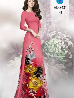 Vải Áo Dài Hoa In 3D AD 8431 19